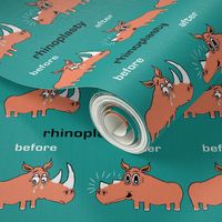 rhino rhinoceros rhinoplasty nose job, small scale, orange and green