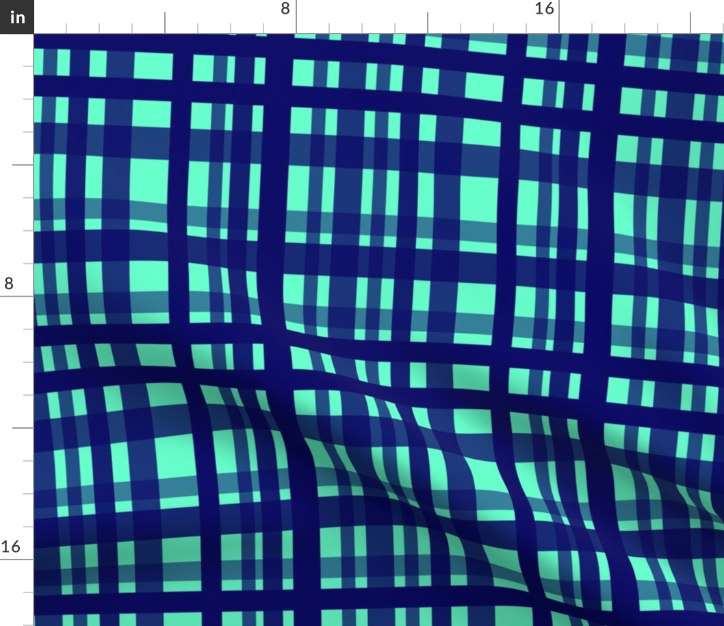 Vibrant Plaid Navy Blue & Turquoise 