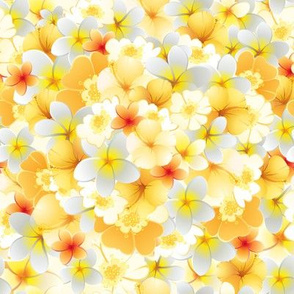 Yellow tropical flowers pattern