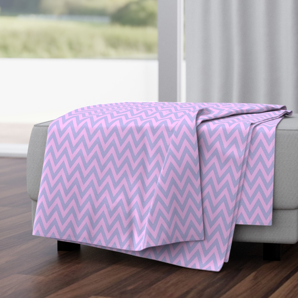  Pink and gray Chevron or herringbone  baby pink and grey linen