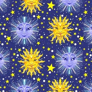 sun moon and stars celestial print