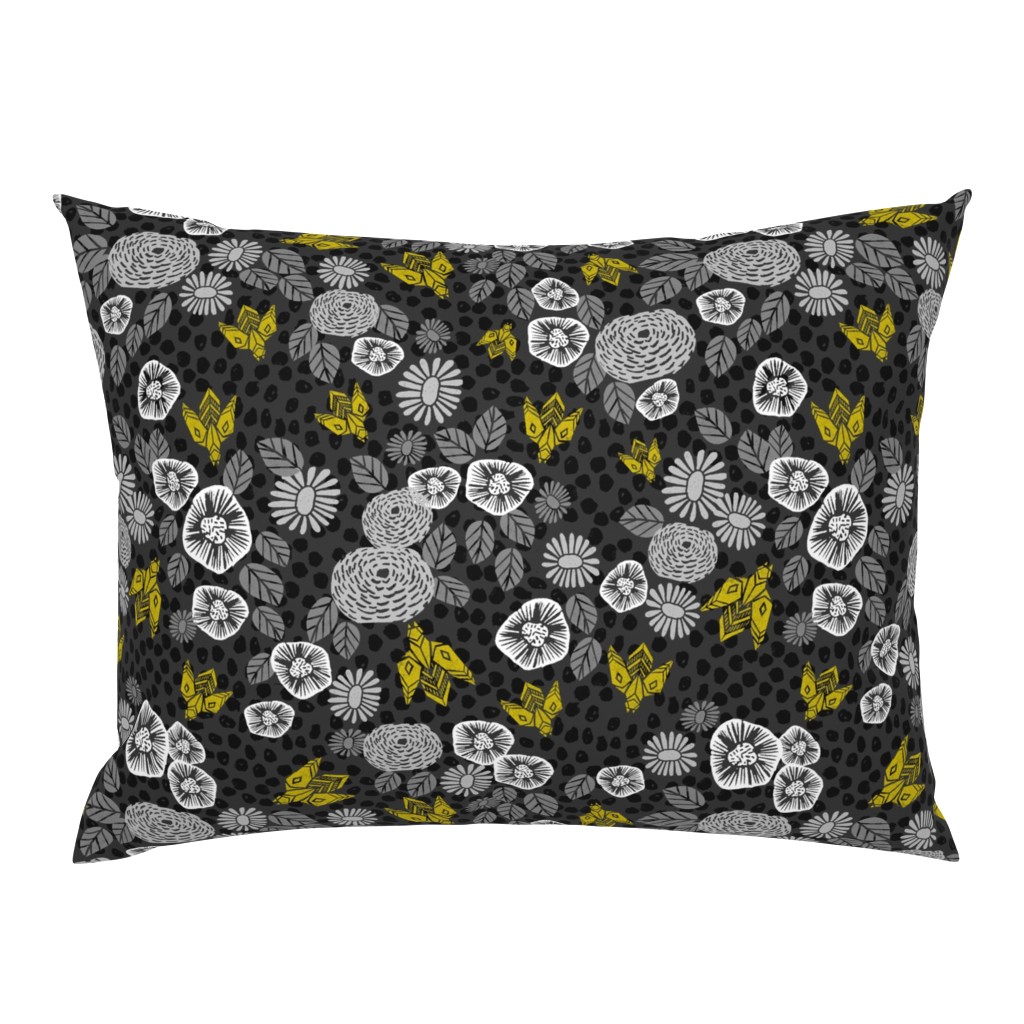 Bees in the Garden - Charcoal Dots by Andrea Lauren