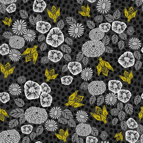 Bees in the Garden - Charcoal Dots by Andrea Lauren