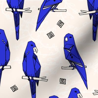 Parrots - Cobalt Blue/Champagne by Andrea Lauren