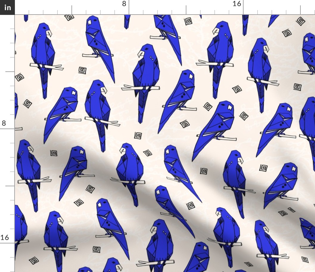 Parrots - Cobalt Blue/Champagne by Andrea Lauren