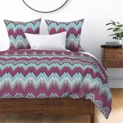 Aqua, Plum and Cashmere Ikat Chevron