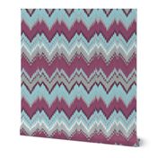 Aqua, Plum and Cashmere Ikat Chevron