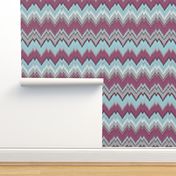 Aqua, Plum and Cashmere Ikat Chevron