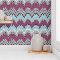 Aqua, Plum and Cashmere Ikat Chevron