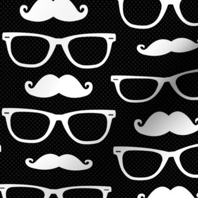 Hipster Mustache and Glasses Black Dot