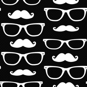 Hipster Mustache and Glasses Black Dot