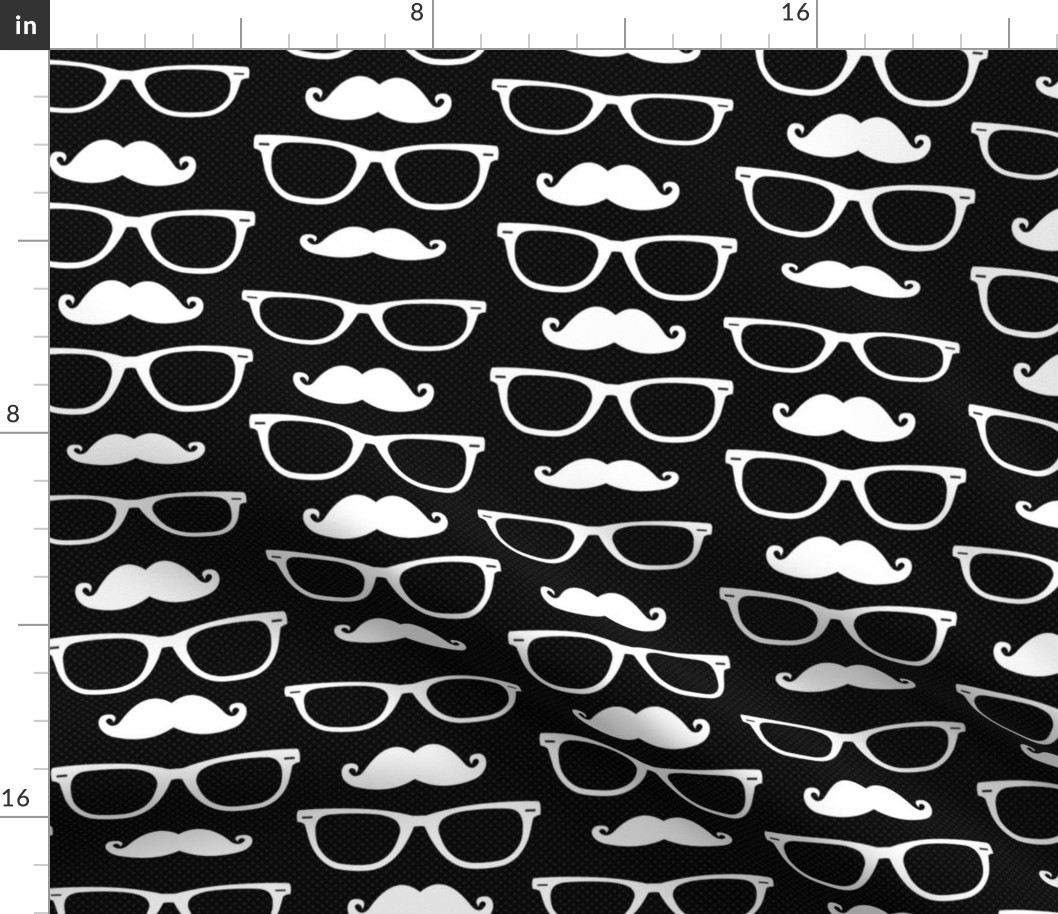 Hipster Mustache and Glasses Black Dot