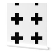 Small Black Crosses on White - Black Plus Sign - Small Version
