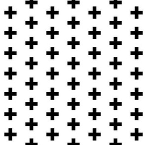 Small Black Crosses on White - Black Plus Sign - Small Version