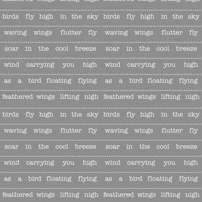 Typewriter Waving Wings Fly High Text Grey