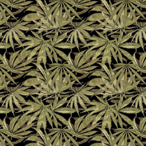 Camo Cannabis Leaf Olive Spoonflower