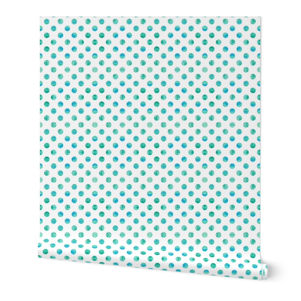 Watercolor Polka Dots in Blue and Green