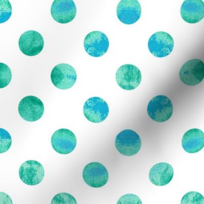 Watercolor Polka Dots in Blue and Green