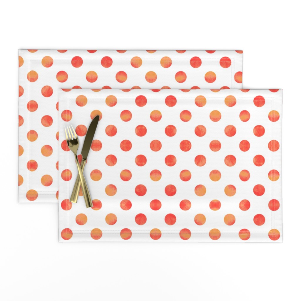 Watercolor Polka Dots in Orange Raspberry