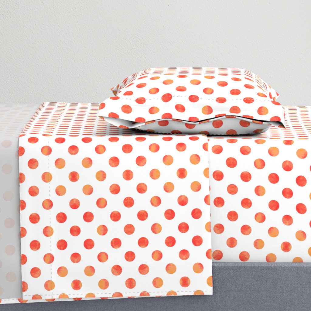 Watercolor Polka Dots in Orange Raspberry