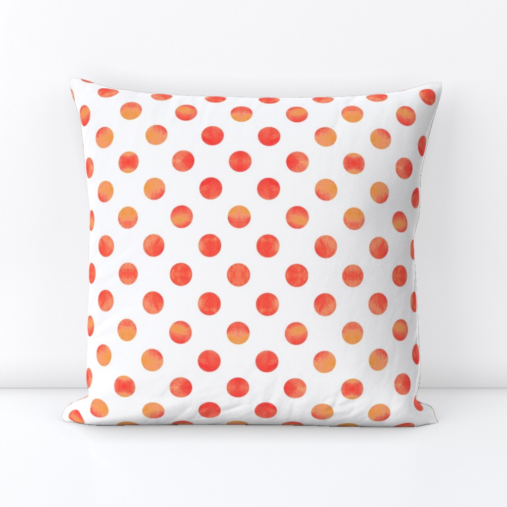 Watercolor Polka Dots in Orange Raspberry