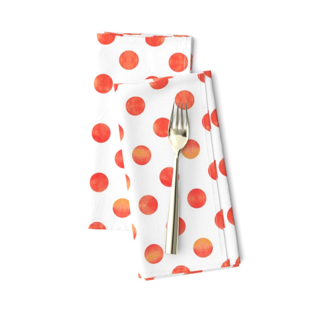 Watercolor Polka Dots in Orange Raspberry