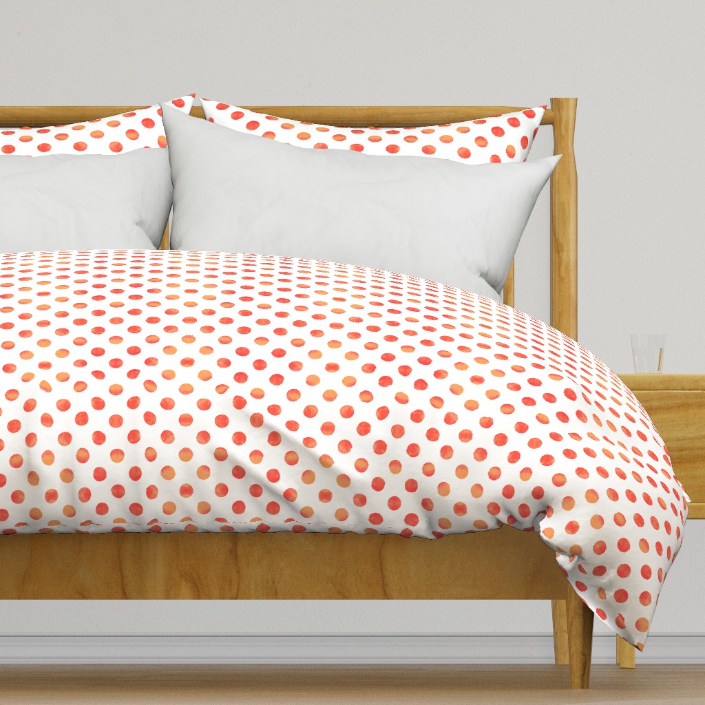 Watercolor Polka Dots in Orange Raspberry