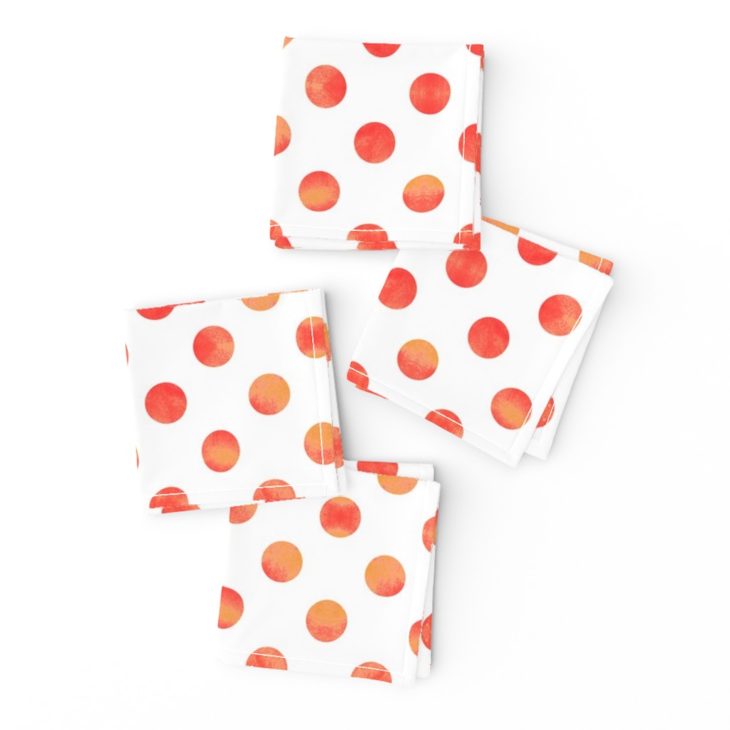 Watercolor Polka Dots in Orange Raspberry