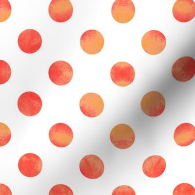Watercolor Polka Dots in Orange Raspberry