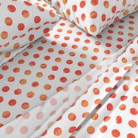 Watercolor Polka Dots in Orange Raspberry