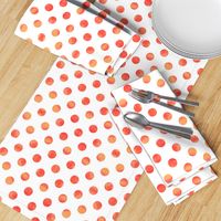 Watercolor Polka Dots in Orange Raspberry