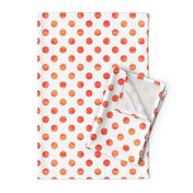 Watercolor Polka Dots in Orange Raspberry