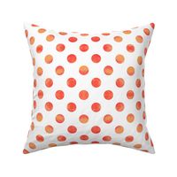 Watercolor Polka Dots in Orange Raspberry