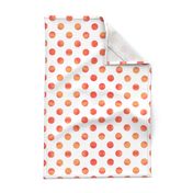 Watercolor Polka Dots in Orange Raspberry