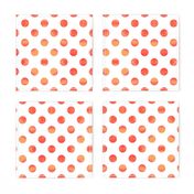 Watercolor Polka Dots in Orange Raspberry