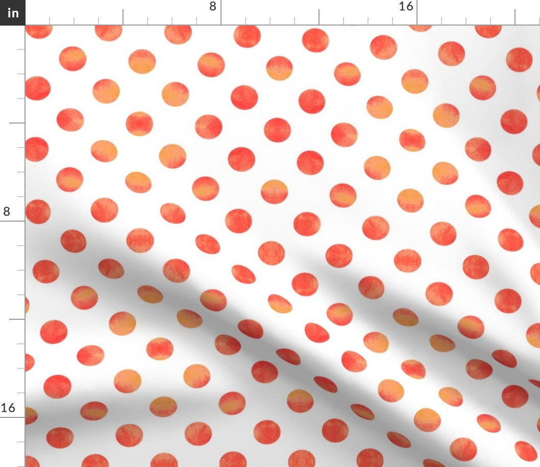 Watercolor Polka Dots in Orange Raspberry