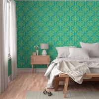 Buttoned-up Damask in bluegreen