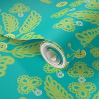 Buttoned-up Damask in bluegreen