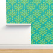 Buttoned-up Damask in bluegreen