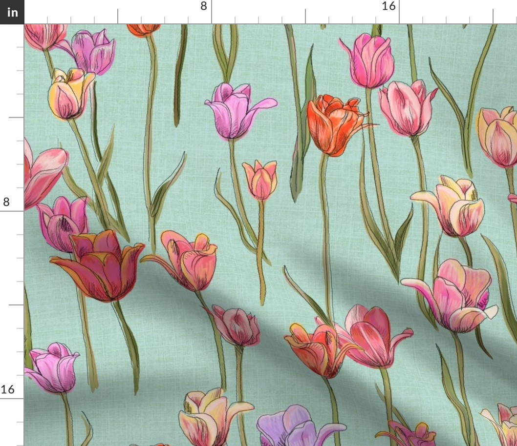 Holland tulips on aqua