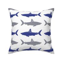 blue and gray sharks