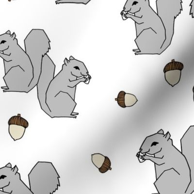 squirrel fabric // squirrels forest grey kids autumn fall  forest baby 