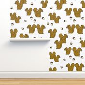 squirrel fabric // squirrels ochre brown kids woodland fall autumn