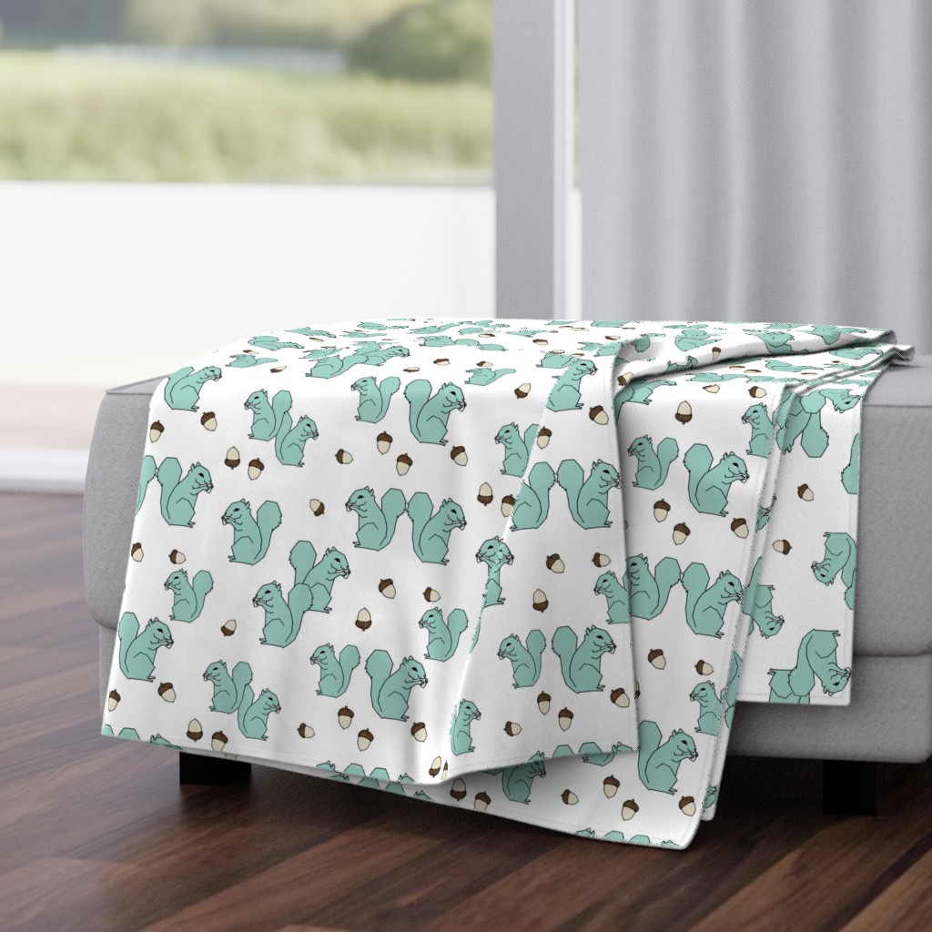 squirrel fabric // mint kids woodland forest acorns fall autumn kids design