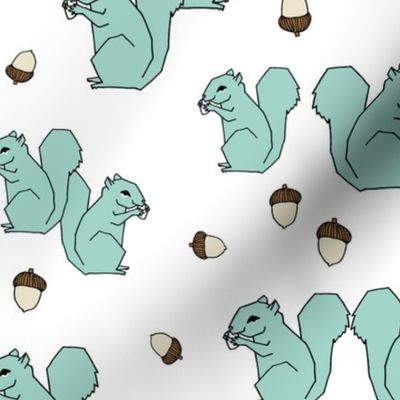 squirrel fabric // mint kids woodland forest acorns fall autumn kids design