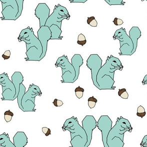 squirrel fabric // mint kids woodland forest acorns fall autumn kids design