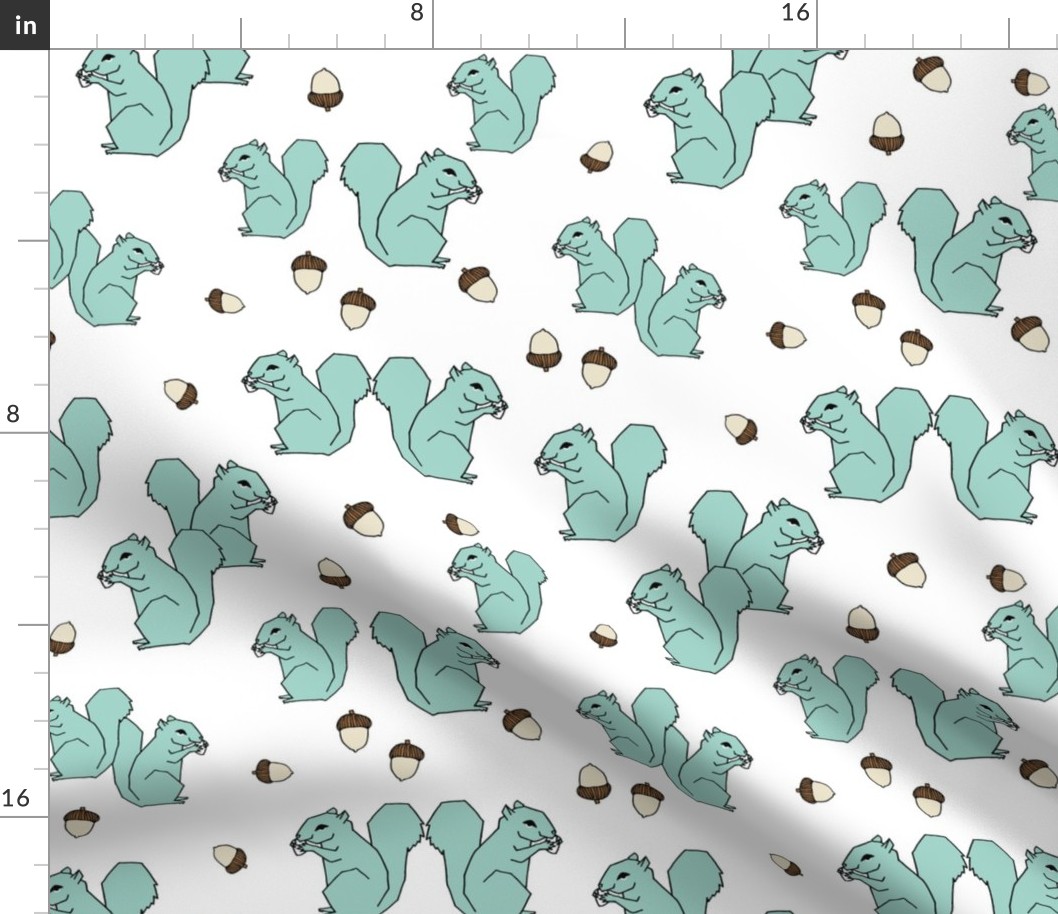 squirrel fabric // mint kids woodland forest acorns fall autumn kids design