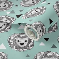 Woodland geometric lion doodle illustration pattern