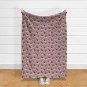 Standing Longhaired Dachshunds - purple linen