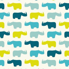 Rhinos in blue and lime